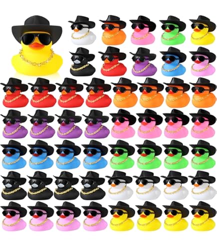 Juego 2 Patos Amarillos De Goma Personalizables Con Accesorios - Juguete De Baño Y Decoración Para Coche - Regalo Original Para Niños