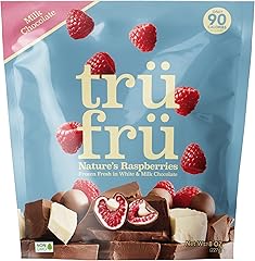 Tru Fru Nature's Raspberries Hyper-Chilled in White & Milk Chocolate, 8 Ounce Bag
