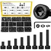 Fgruh 1120PCS M3 Socket Screws Assortment Kit,M3x6/8/10/12/16/20/25/30 mm | M3-0.5 Hex Socket Cap Head Bolts Nuts Washers Assorted Set, Metric 3mm Screws for 3D Print, Grade 12.9 Alloy Steel Black Zinc