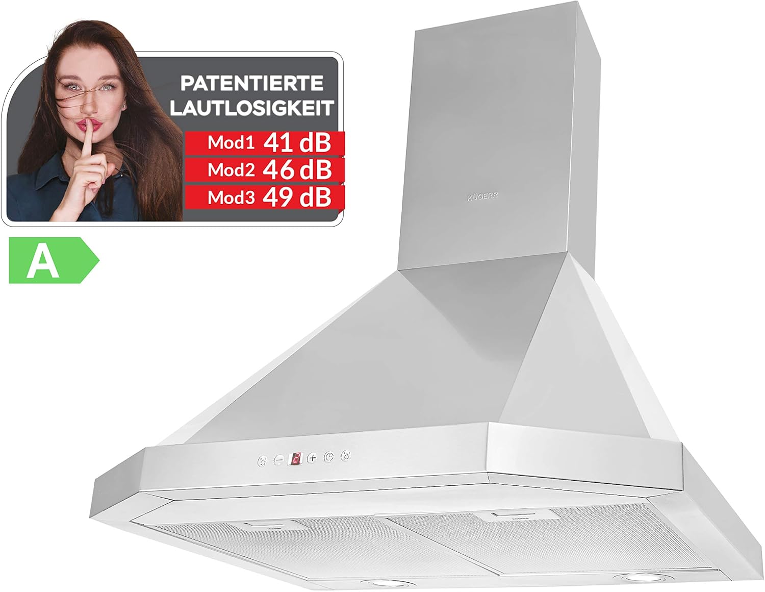 Radialitic Kugerr D100s 60 Cm Extremely Quiet Wall Extractor Hood Patented Silent Technology 41 Db 768 M H Extractor Or Recirculation Stainless Steel Cooker Hood Amazon De Large Appliances