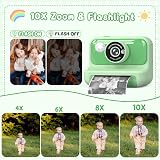 Hangrui Kids Camera Instant Print 2.4 Inch 1080P 32GB Card 3 Rolls Paper Green view 6