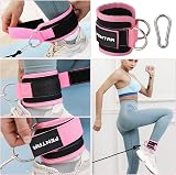 Fentar Adjustable Ankle Straps for Cable Machine Pink 2Pcs Double D Ring view 7