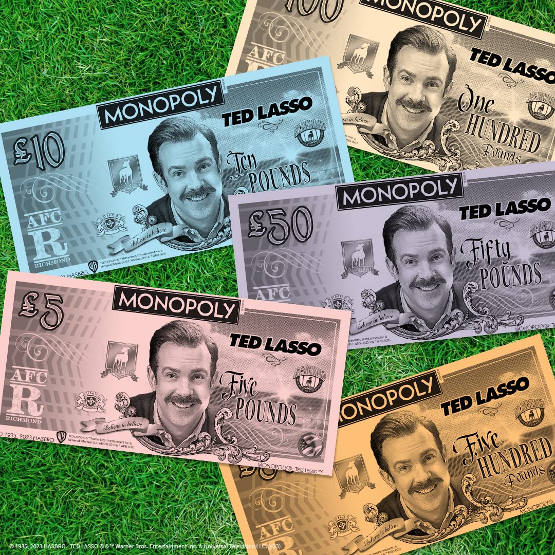 Monopoly Ted Lasso | Officially Licensed Board Collectible Board Game | Play as Believe Sign, Goldfish, Tea up, Ted’s Visor and More | Based On Popular Comedy Series