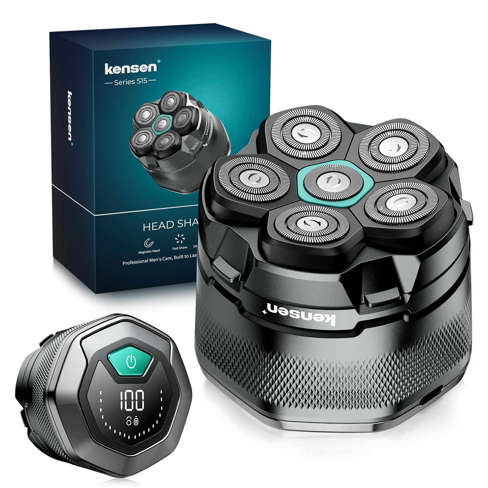 Glatzen Rasierer Herren, kensen Kopfrasierer Glatze Wasserdicht Kopf Rasierer Herren Wiederaufladbar Typ-c Head Shaver Men Magnetische Leicht zu Reinigen Akkulaufzeit 160 Mins