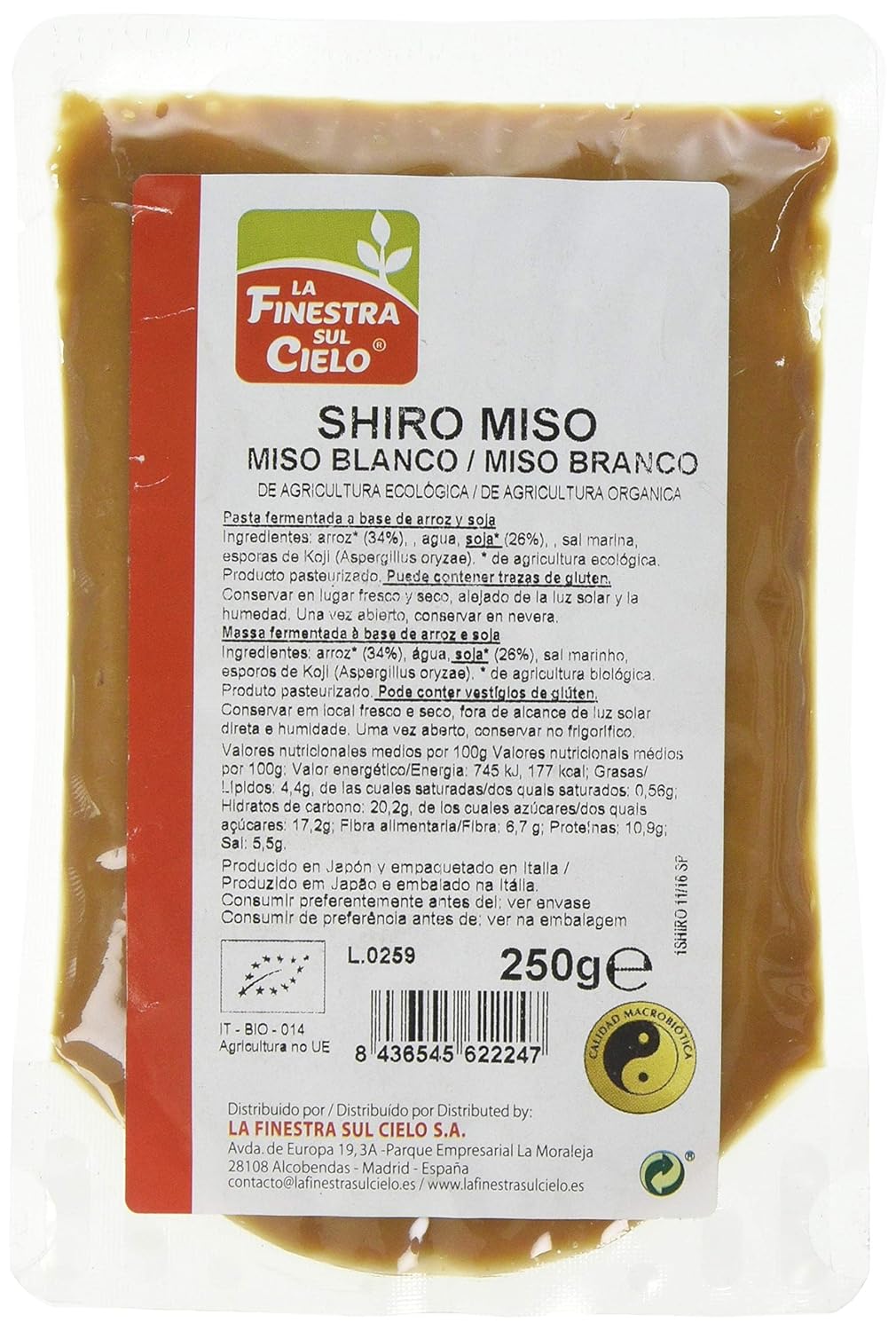 La Finestra Sul Cielo Shiro Miso - 250 gr: Amazon.es: Alimentación ...