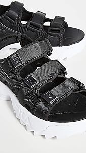 black and white fila sandals