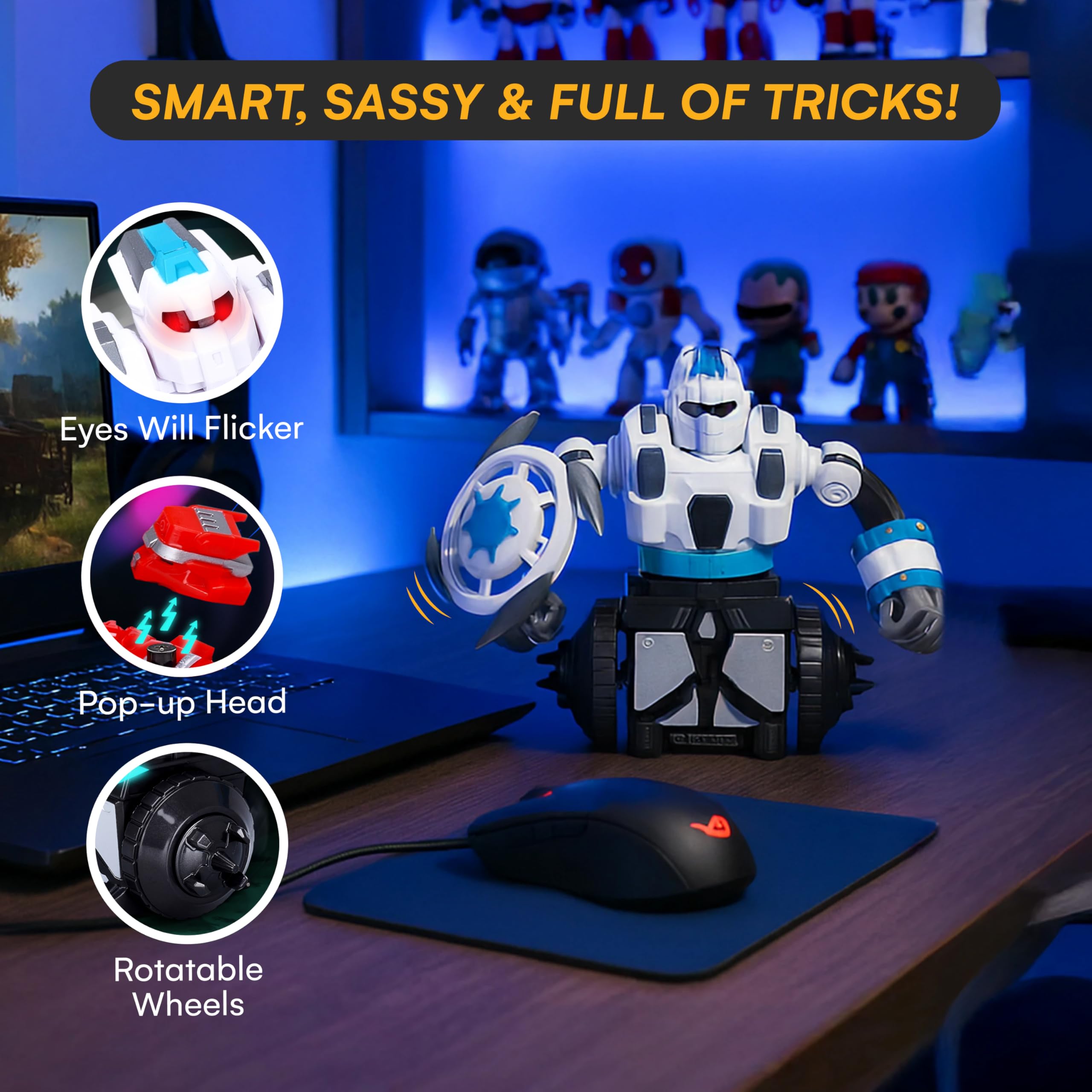 Top Race Remote Control Fighting Toy – 2-Pack Red & Blue RC Robots with Lights, Sounds & 360° Rotation – Interactive Intelligent Playset for Kids – Fun Remote-Controlled Battle Action