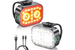 WOCBUY Bike Lights, Ultra-Slim & Lightweight Rechargeable Bicycle Lights Set, [5+6 Modes] Dual USB-C Bike Lights Front and Ba