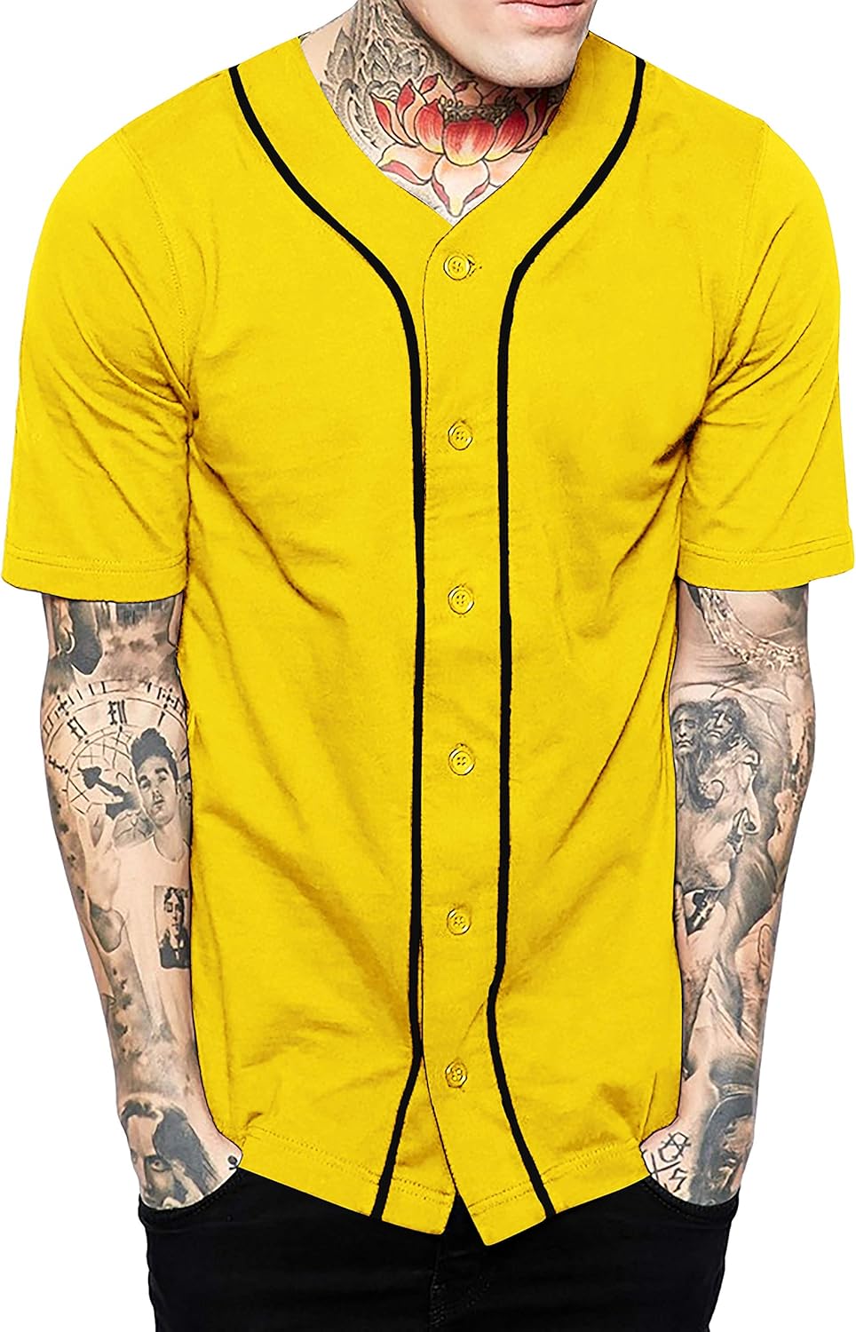 Hat and Beyond Mens Baseball Button Down Jersey Hipster Hip Hop T Shirts
