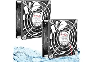 Wathai IP67 Waterproof 80mm x 25mm 12V Cooling DC Fan for RV Fridge Exhaust Ventilation Dual Ball High Speed DIY Cooler 12 v Fans 2 Pack