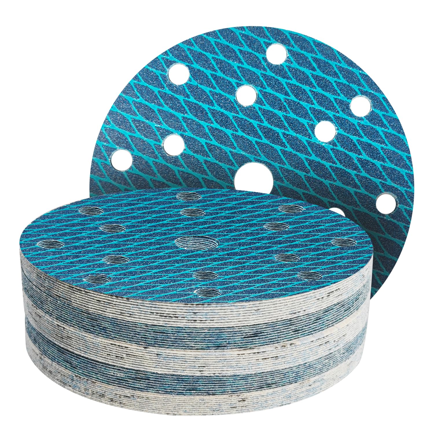 GZKTY 150mm Sanding Discs, 50 Pieces, 15 Holes, Grits 80, Diamond Shape, Reduce Blockage, for 6 Inch Orbital Sanders