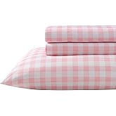 Eddie Bauer Kids - Twin Sheets, Stain-Resistant Toddler Bedding with Matching Sham(s), Super Soft, Ideal Girl Room Essentials (Poppy Plaid Pink, Twin)