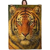 PLKRL Tiger Blanket, Soft Cozy Lightweight Flannel Throw Blanket for Living Room Bedroom Travel Home, Realistic Majestic Decor, 50x60 Inch, Wildlife Portrait Blankets Gifts for Kids Animal Lovers