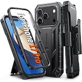 FNTCASE for iPhone 17 Pro Case with Belt Clip and Built-in Screen Protector | Rugged Kickstand, 20FT Military-Grade Drop Protection, Full Body Heavy Duty Shockproof Holster, Hard Protective Cover