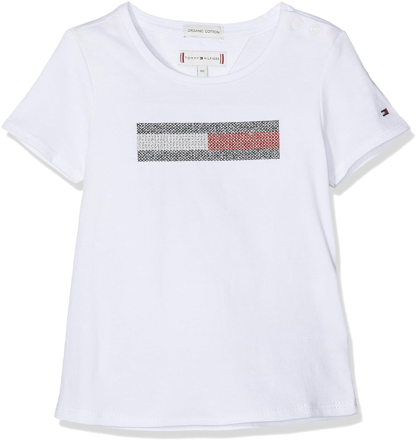 Tommy Hilfiger Baby-M/&auml;dchen T-Shirt Lurex Flag Embroidery Tee S//S
