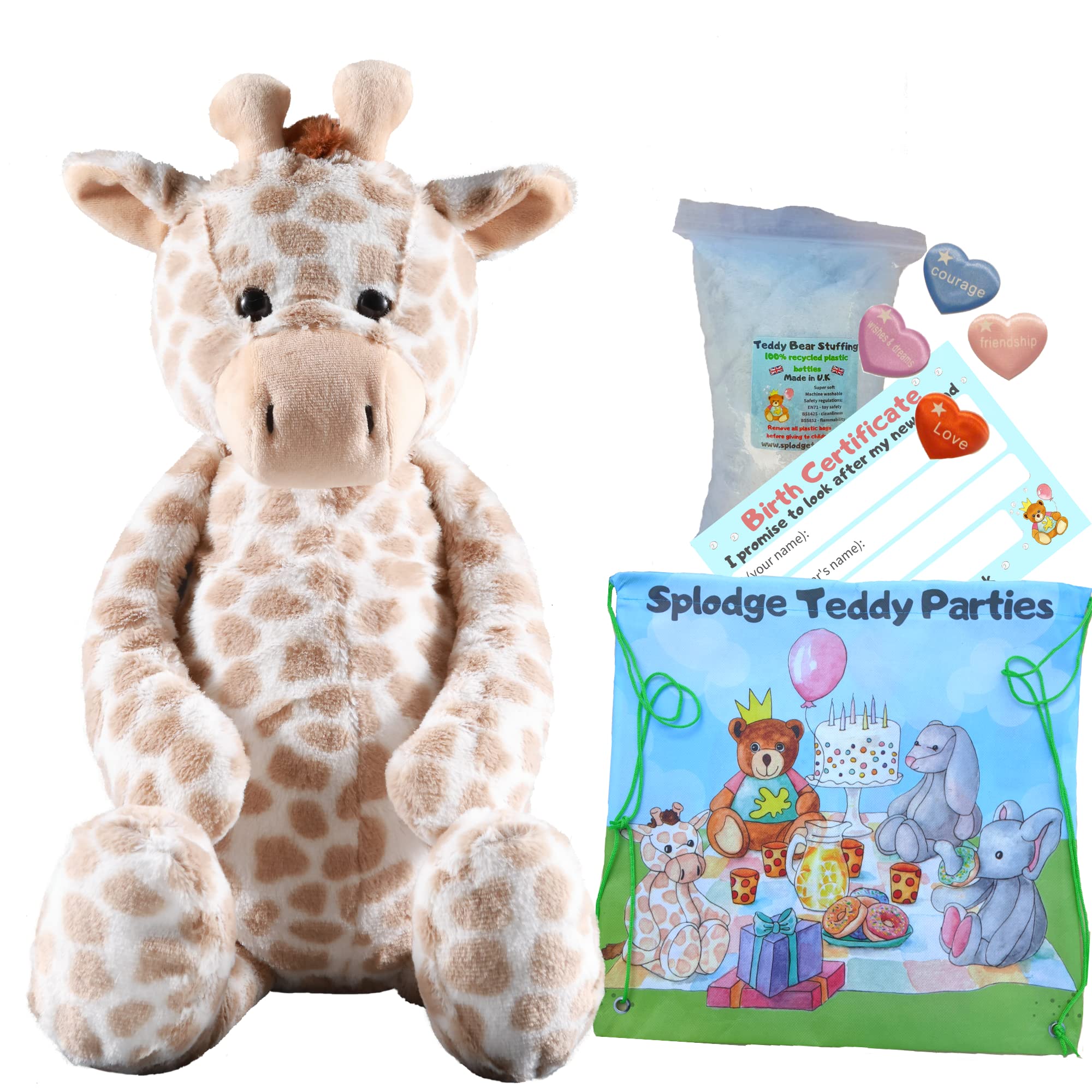 Flopsy Giraffe - Soft Plush Toy - 16"/40cm Build your own Teddy Bear Kit - no sewing