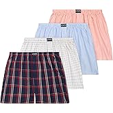 Chaps Men's Underwear, Cotton Woven Boxers, Breathable, 4-Pack