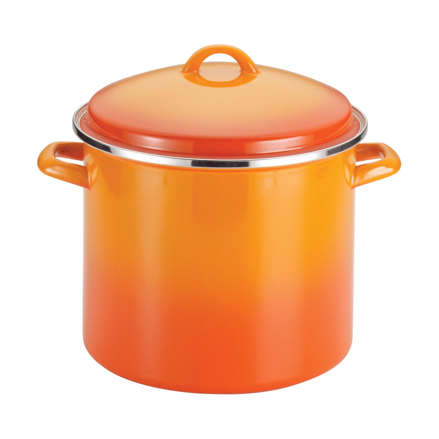 Rachael Ray Enamel on Steel 12-Quart Covered Stockpot, Orange Gradient