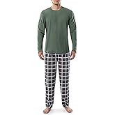 IZOD mens Flannel-fleece Long Sleeve Top and Pant Sleep Set