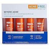 AcneFree Severe Acne 24 Hour Clearing System, 4 Step Routine Kit Designed for Stubborn Acne
