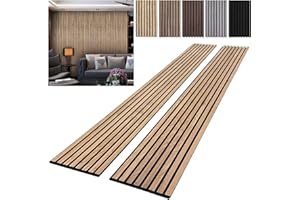 YLL YLL Wood Wall Panels Acoustic Wall Panels for Interior Wall Decoration Two 94.68" x 12.79" Wood Slat Paneling 3D soundproof Wall Panels Natural Oak