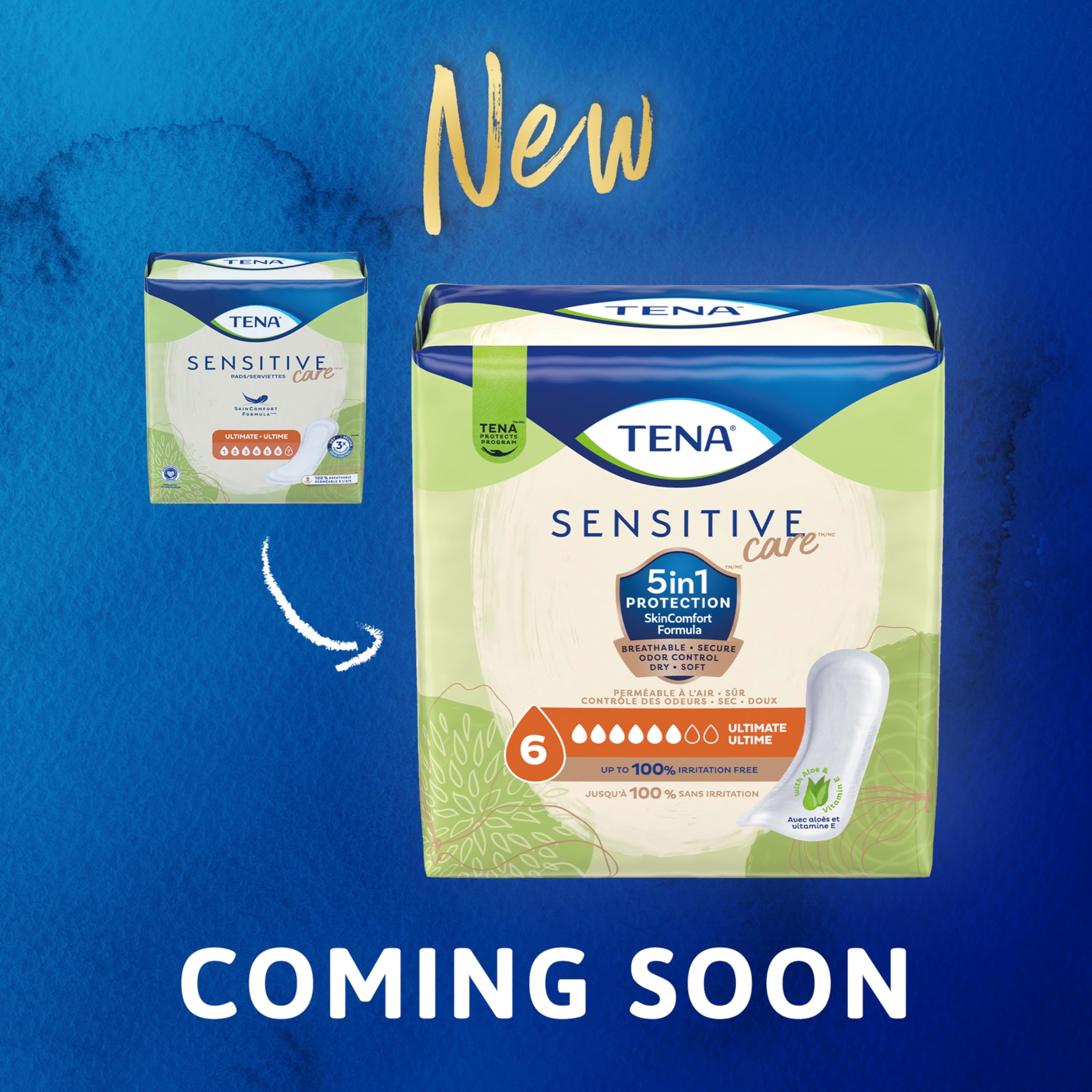 TENA Incontinence Pads, Bladder Control & Postpartum for Women, Ultimate Absorbency, Extra Coverage, Long, Sensitive Care, 99 Count