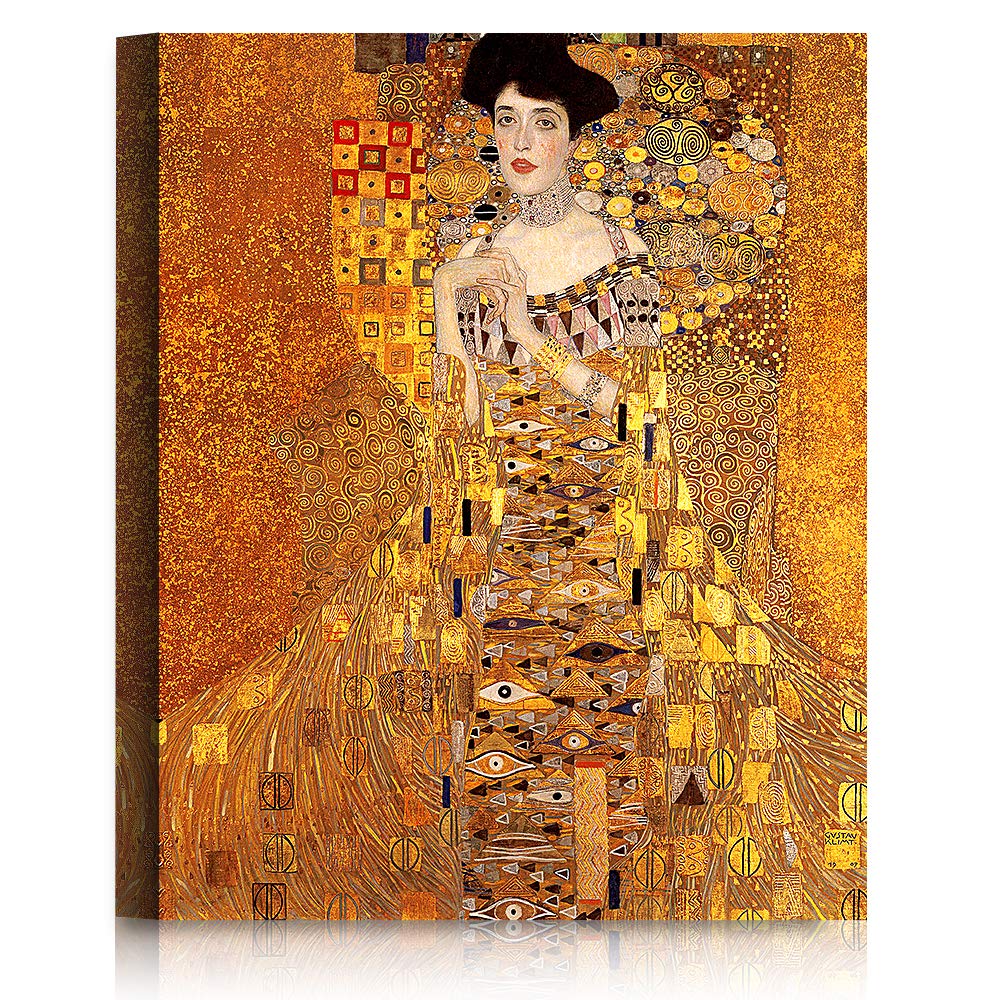 A&T ARTWORK The Lady in Gold by Gustav Klimt. The World Classic Art Reproductions, Giclee Canvas Prints Wall Art for Home Decor, 20x16 inches