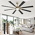 ZMISHIBO 72 inch Black and Gold Ceiling Fans with Lights and Remote, Indoor/Outdoor Ceiling Fan for Patio Living Room, 6 Speed Reversible Quiet DC Motor, 3 CCT, Dual Finish Blades