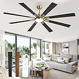 ZMISHIBO 72 inch Black and Gold Ceiling Fans with