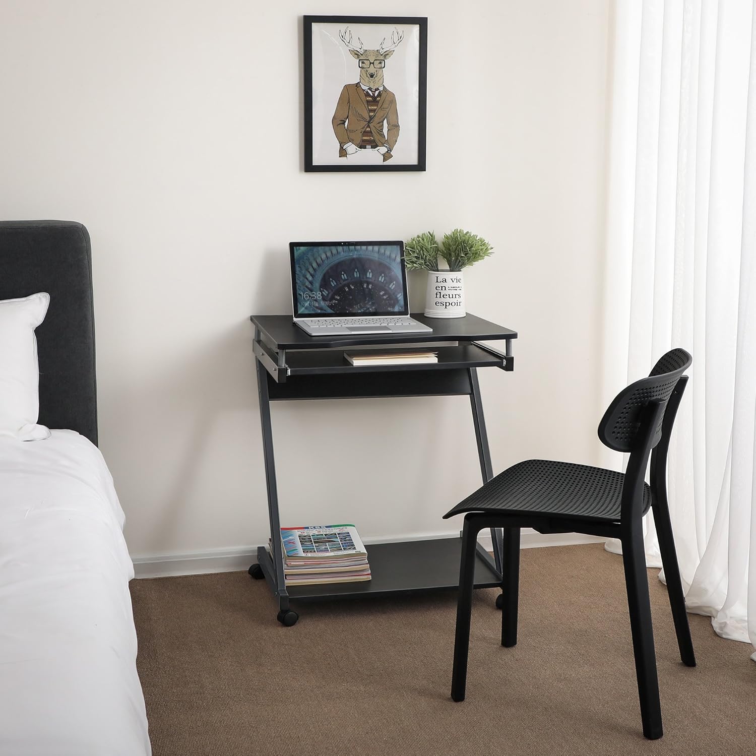 Home & Kitchen PC Table for Small Spaces Workstation whit Sliding