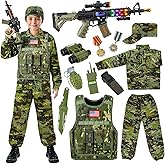 Metemot Kids Army Costume for Boys, Military Soldier Costume with Army Toys, Boys Halloween Costume with Camouflage Vest, Solider Boy Dress up age 3-12…