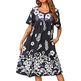 Marvmys Women House Dress with Pocket Mumu Nightgowns Short Sleeve Moomoo Dresses Sleepwears