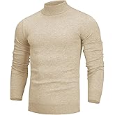 Alimens & Gentle Men's Mock Turtleneck Long Sleeve Soft Lightweight Casual Slim Fit Pullover Stretch Knit Top