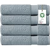 Delara 100% Organic Cotton Towels 650 GSM Plush Feather Touch Quick Dry Bath Towel, Pack of 4 GOTS Certified, Oeko-Tex Green Certified, Organic Cotton Bath Towel, 30"X58"