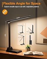 TOPPLEE Desk Lamp Rechargeable 2500mAh 5 Color Temp Dimmable USB Port view 3