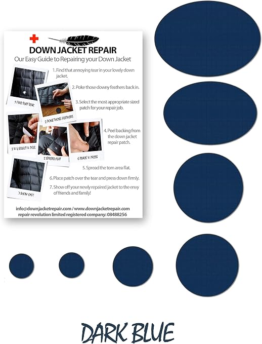 DJR Down Jacket Repair Patch Kit – 7 Self-Adhesive Nylon Patches For Outdoor Gear (Dark Grey)