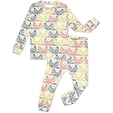 moimoln Sibling Matching 6M-8Y Soft Warm Cotton Modal Character Long Sleeve Snug-Fit Pajama Long Sleeve Sleepwear Daily