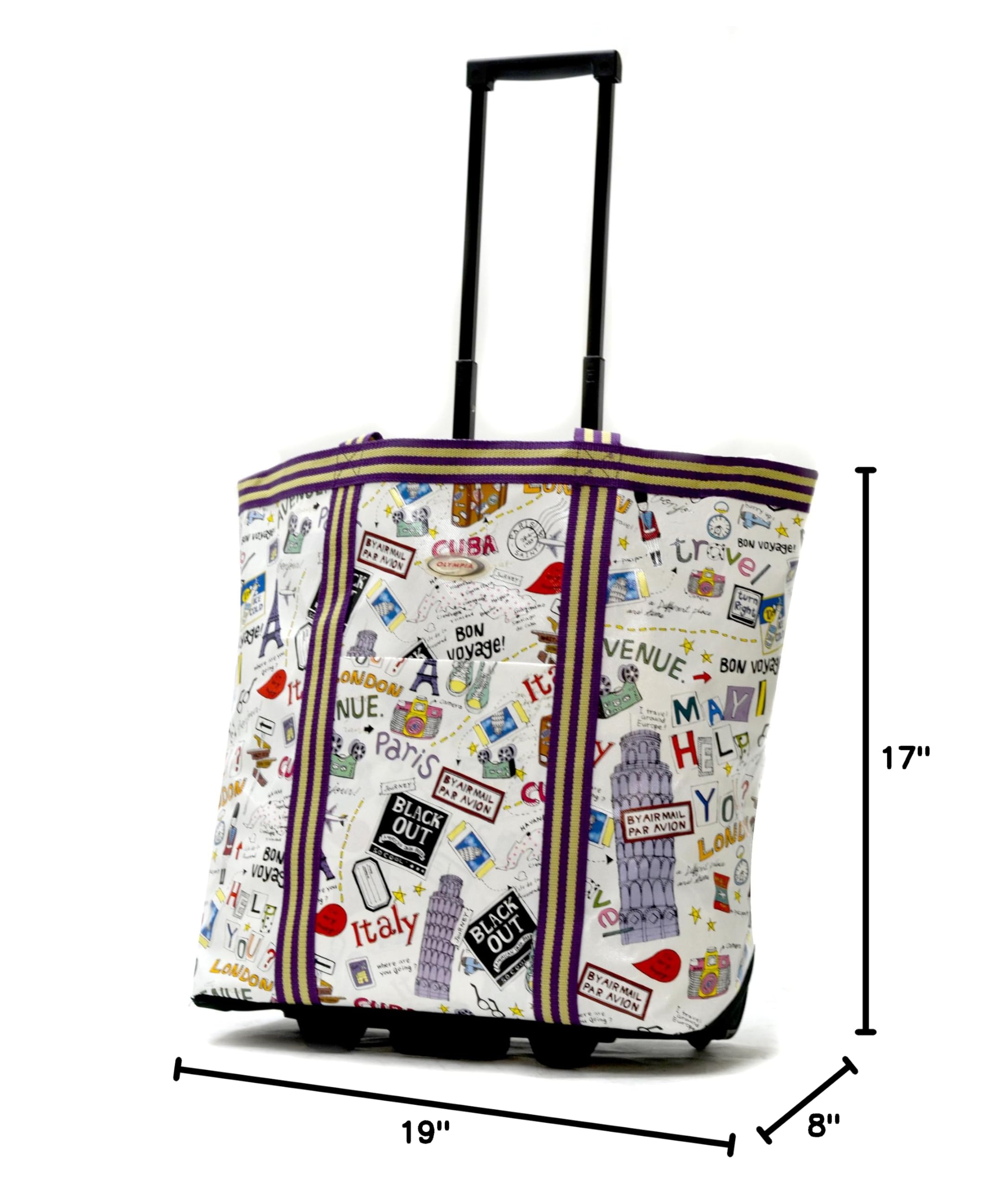Olympia U.S.A. Luggage Cosmopolitan Rolling Shopper Tote, City, One Size