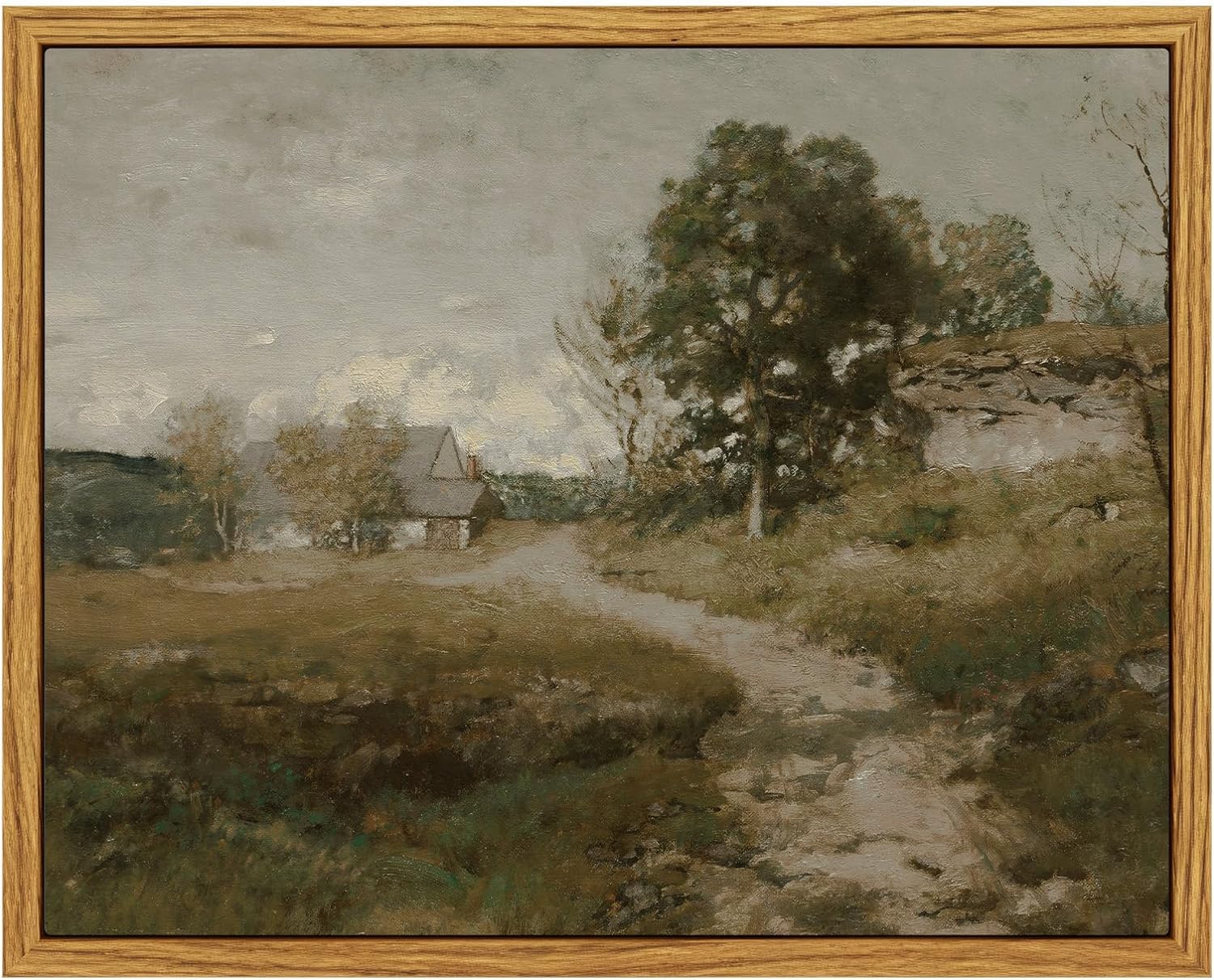 NIKICEE Framed Canvas Wall Art, Farmhouse Fields Painting, Living Room & Bathroom Decor