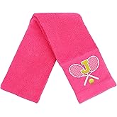 OXYEFEI Tennis Towel,Tennis Gift for Men, Women,Lovers,13”x 43” Cotton Embroidered Tennis Towels (Pink, J)