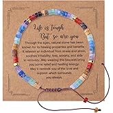 Mikovivi Inspirational Bracelet for Women, Life is Tough But So are You Encouragement Natural Stone Bracelet Get Well Present Bracelets for Women Sister Friends Spiritual Gift