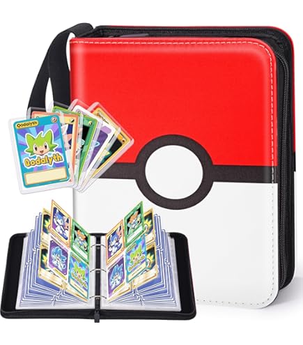 Amazon.com: Card Binder 4 Pocket, Trading Card Holder Fits 400 Cards With  50 Removable Sleeves, Portable Collection Card Ablum, Game Card Case book  With Zipper for Gift, Red : Toys & Games