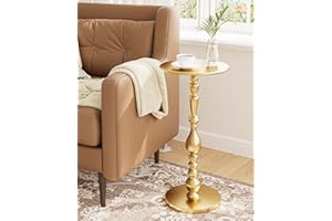 AEPOALUA Art Deco Vintage Metal Gold End Table, 24" Height, Luxury Accent Table for Living Room, Small Spaces, Bedrooms, Poli
