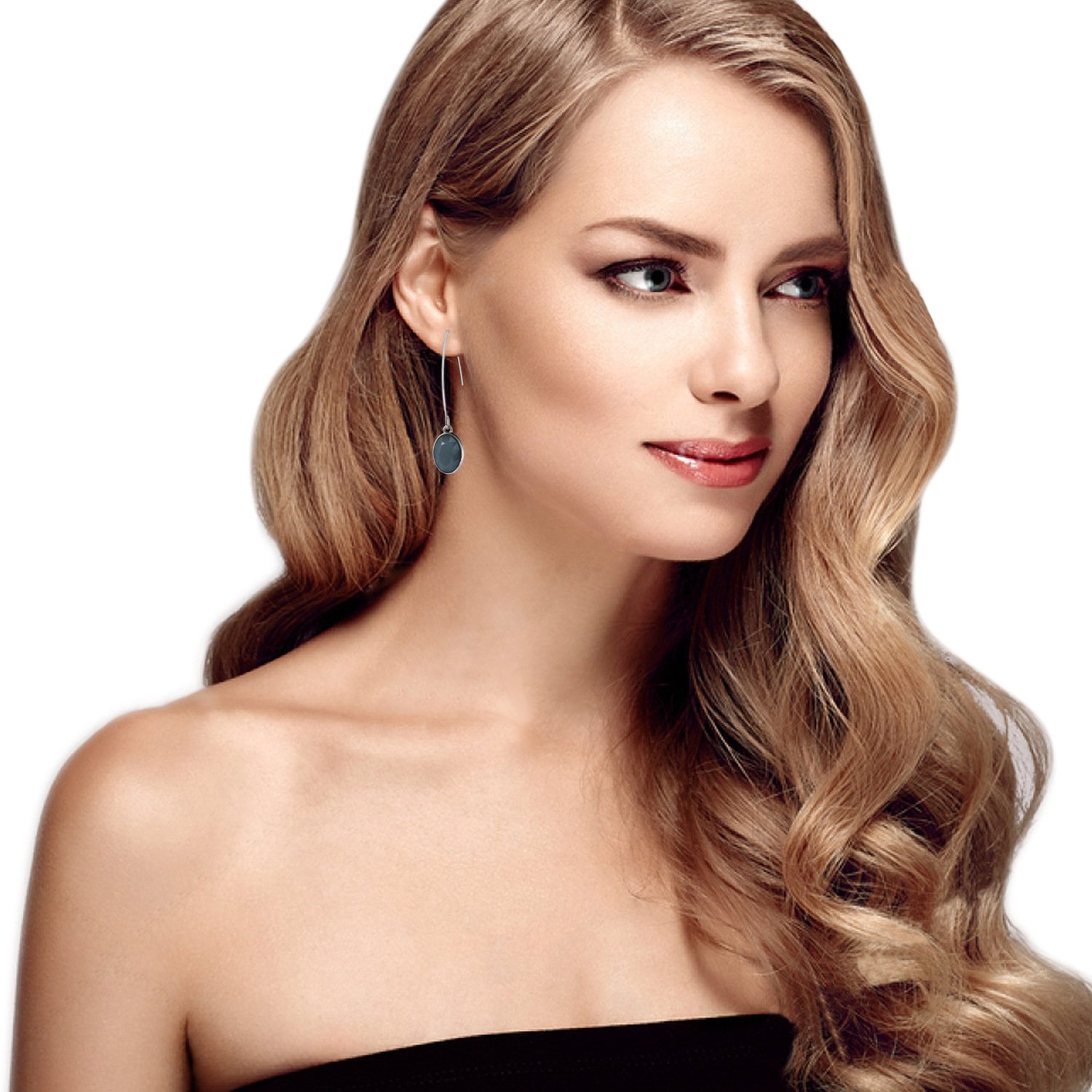 Dangle Earrings，UHIBROS Women\'s Stone Crystal Dangle Drop Earrings (Grey)