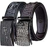 Barry.Wang Mens Ratchet Belt 2 Pack Buckle Gift Set Dress Belts Leather Slide Strap Automatic 1 3/8" Wedding Business