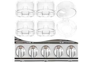 DAFUWENG 5 PACK Stove Knob Covers for Child Safety, Childproof Gas Stove Knob Locks, Stove Oven Knob Safety Covers with Adhesive, for Kids and Pets, Heat-Resistant, Clear View (Upgraded - Transparent)