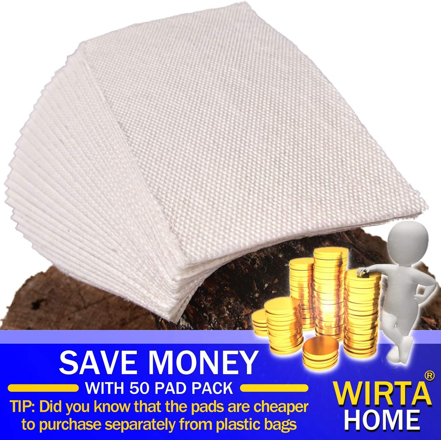 Wirta Home Super Absorbent Pads for Bedside Commode Liners, 50 Count - Without Odors You Sleep Well - Bedside Commode Liners Disposable is Easy to Cleanup When Liquids are Under Control: Health & Personal Care