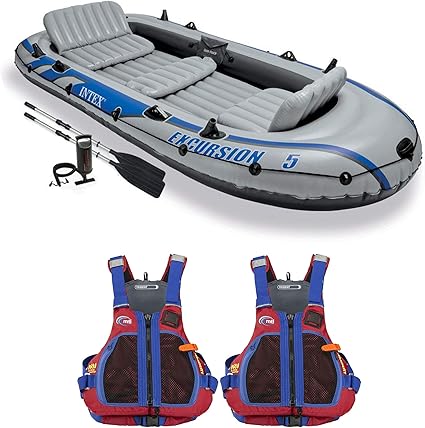 Amazon Com Intex Excursion 5 Person Inflatable Raft 2 Oars And