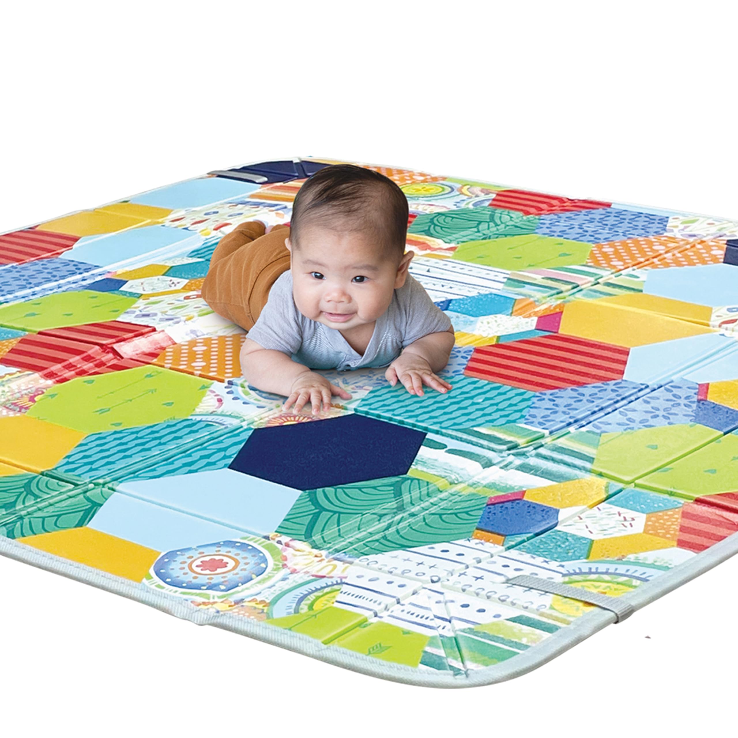 Infantino Foldable Soft Foam Play Mat, Baby Play Mat for Tummy Time & Floor Play, Lightweight, Easy to Store, Wipeable, Multicolor