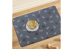 EP JEANS Pet Cat Dog Food Mat Non Slip Mat for Dog Water Bowl Mat Quick Dry Absorbent Cat Feeding Mat, 18.1 * 11.8 in, Dark Grey